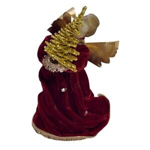 Angel Made in Germany KOESTEL Tree Topper Ornament Holding Tree VINTAGE WAX 6”
